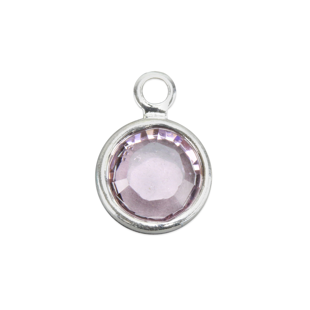 Charms & Solderable Accents Swarovski Crystal Channel Charm (Light Amethyst - JUNE), 6mm Stone, Pack of 8
